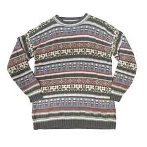 VTG 90s Woods & Gray Cottagecore Prairie Pastel Grandma Sweater Country Sz M